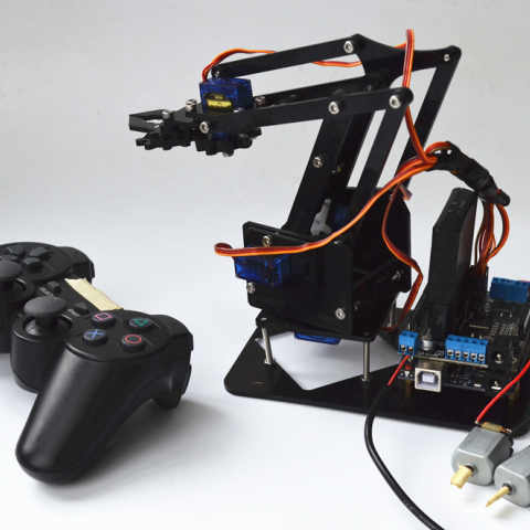 遥控机械手臂机器人 拼装亚克力 4dof自由度 arduino PS2