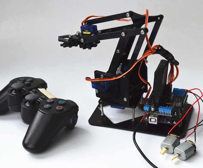 遥控机械手臂机器人 拼装亚克力 4dof自由度 arduino PS2