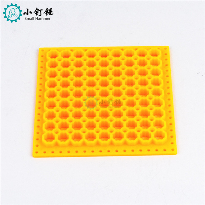 八角方板 黄 八角孔板 插孔板 塑料方板 科技积木零件 DIY材料
