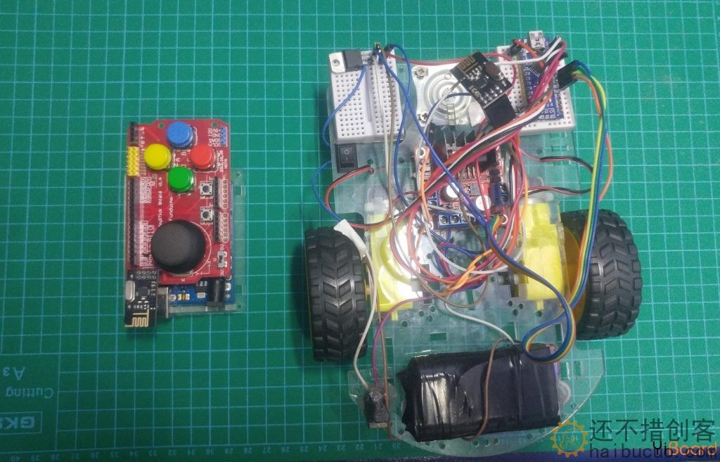 5.2 Arduino+L298N+NRF24L01+ joystick机器人制作小车
