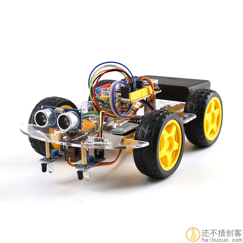 for Arduino智能小车4WD创客编程机器人蓝牙遥控循迹避障车DIY套