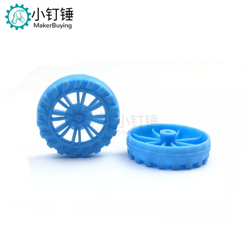 蓝 环保塑轮 塑料车轮 玩具车轮 科技积木零件 内八支撑