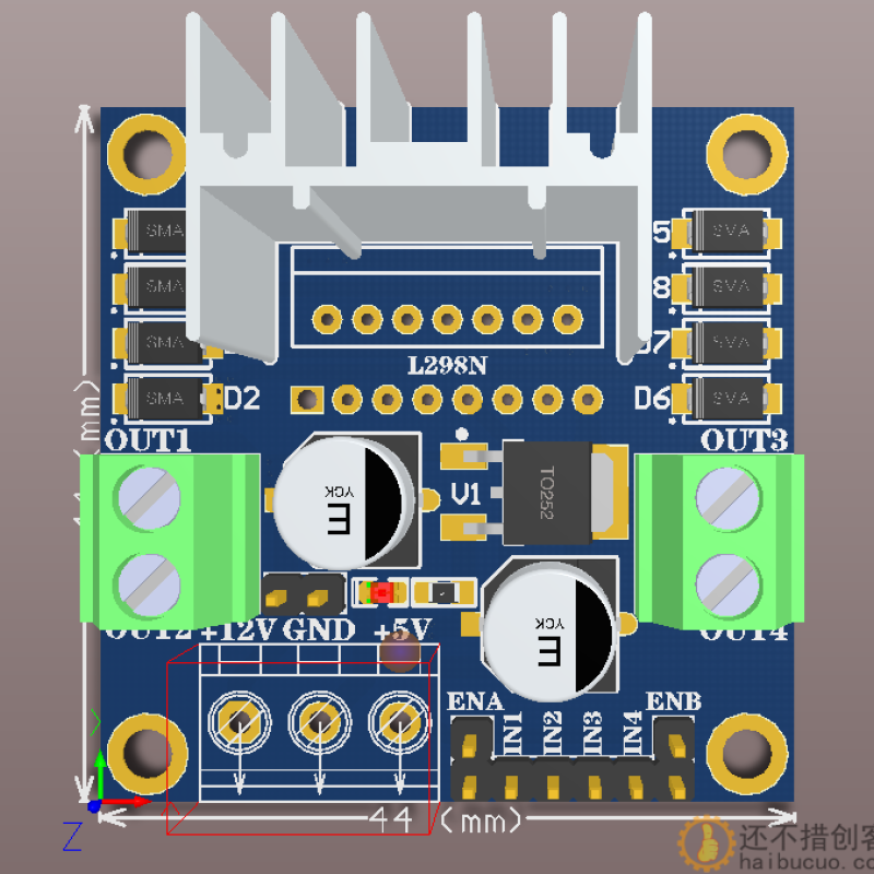 虚拟产品：L298N电机驱动模块（原理图和PCB）
