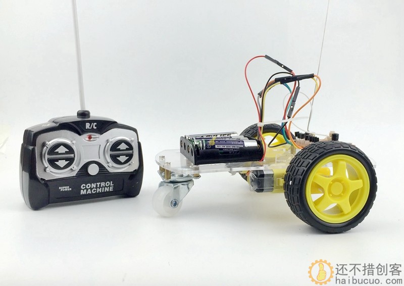 完整教程：拼装四通道遥控机器人小车DIY套件 电子积木 模型 SNP86