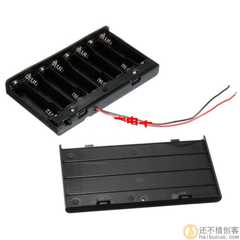 5号8节电池盒 八节五号电池座带开关带盖带红黑线 12V电池盒SN229