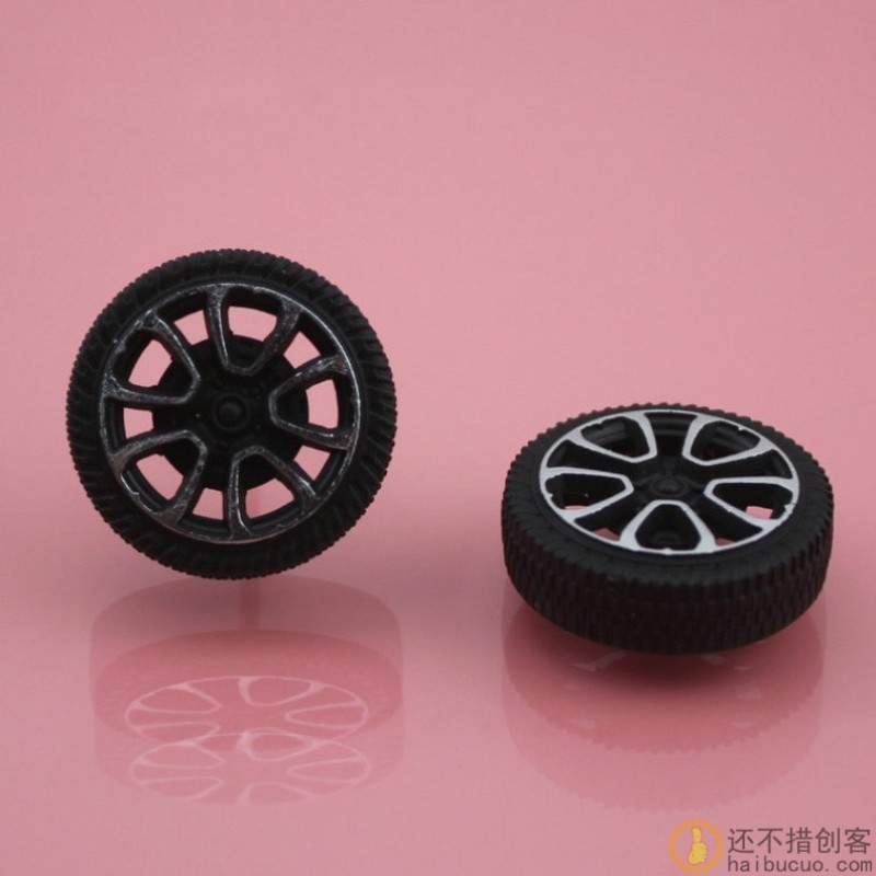30mm直径塑料车轮 普通车轮 自动化烫印技术 DIY模型车轮 2mm孔径W34