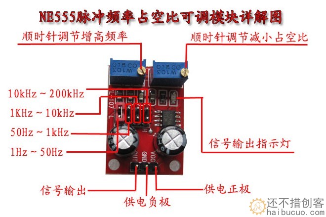 YS-32 NE555脉冲频率占空比可调模块方波矩形波信号发生器SNA332