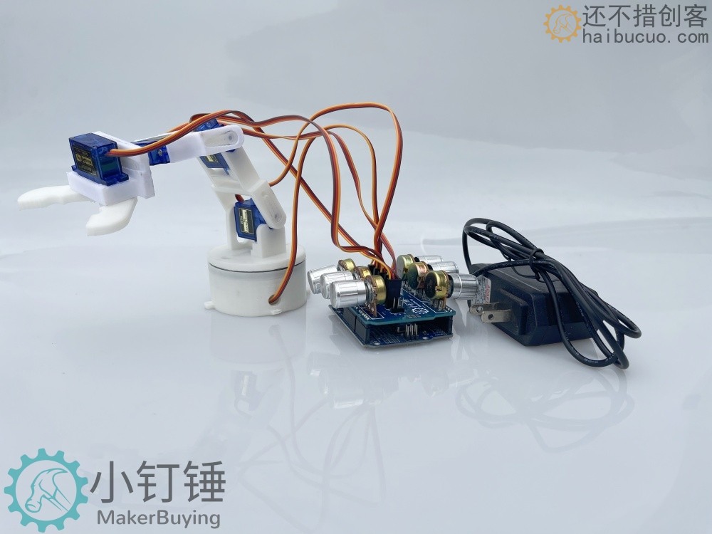 5dof五自由度舵机机械臂for arduino电位器旋钮控制机械手臂DIYsg90 米思齐图形化编程SNAM4